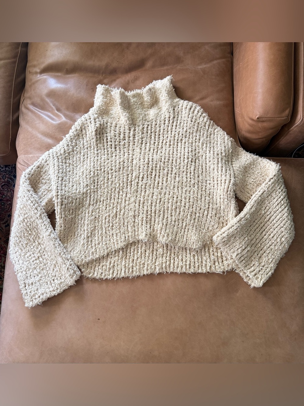 Free People Mock Neck Cream Sweater Womens Size Small Long Sleeve Heavy
